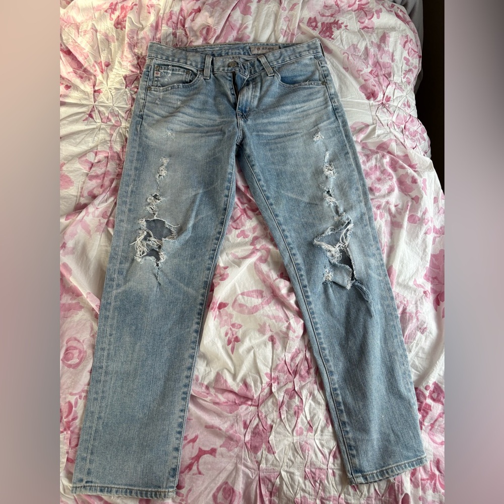 Ag Adriano Goldschmied Light Blue Ex Boyfriend Slim Jeans